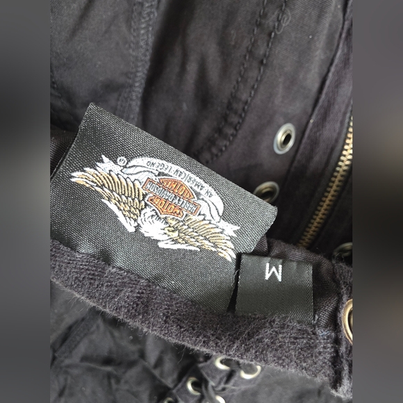 Vtg Harley-Davidson Womens M Corset Halter Lace Up Zip Embroidered Top Y2K - Picture 11 of 15